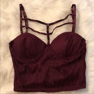 Lace Burgundy Crop Top